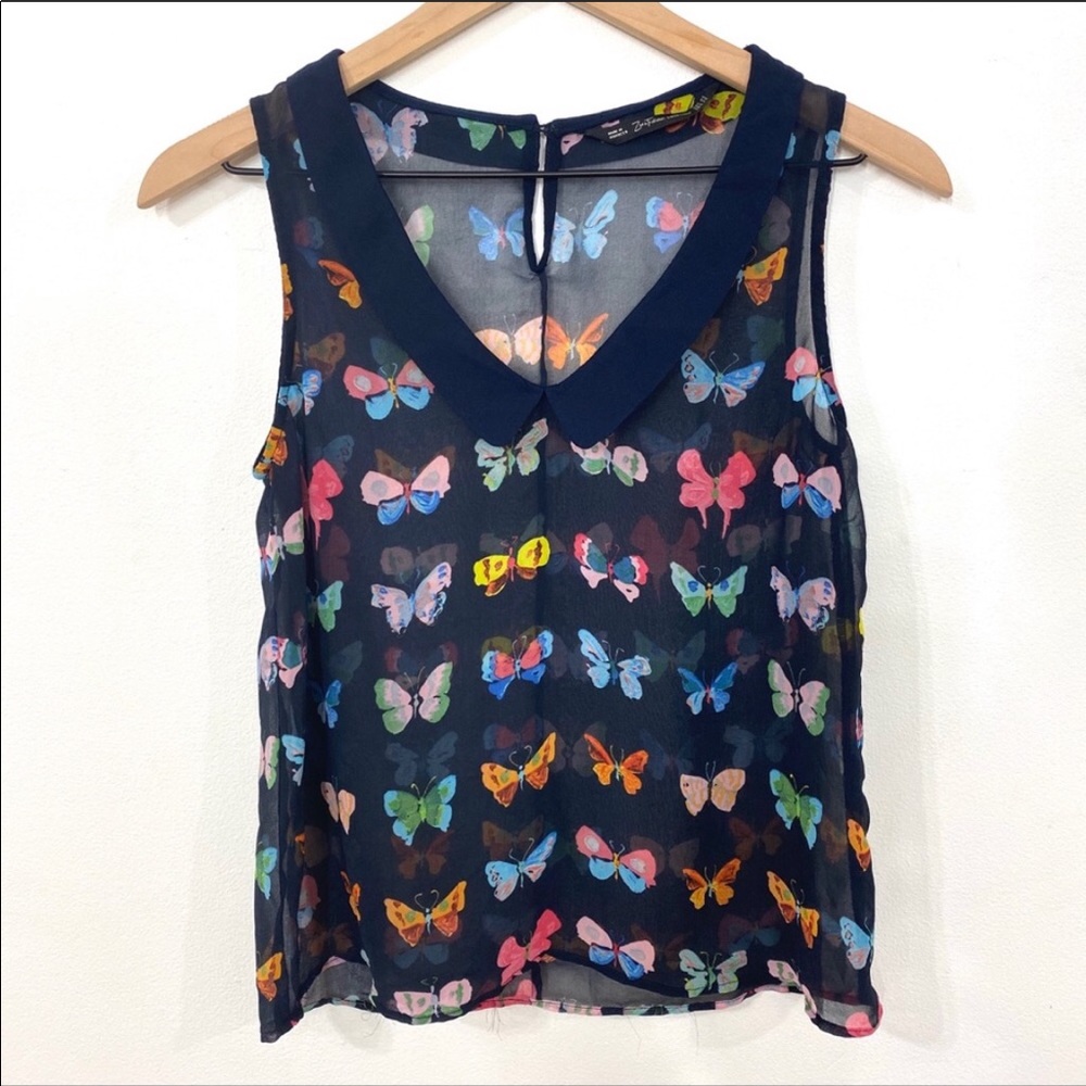 Zara sheer butterfly blouse